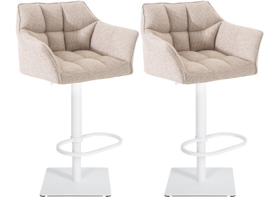2er Set Barhocker Damaso Stoff weiß