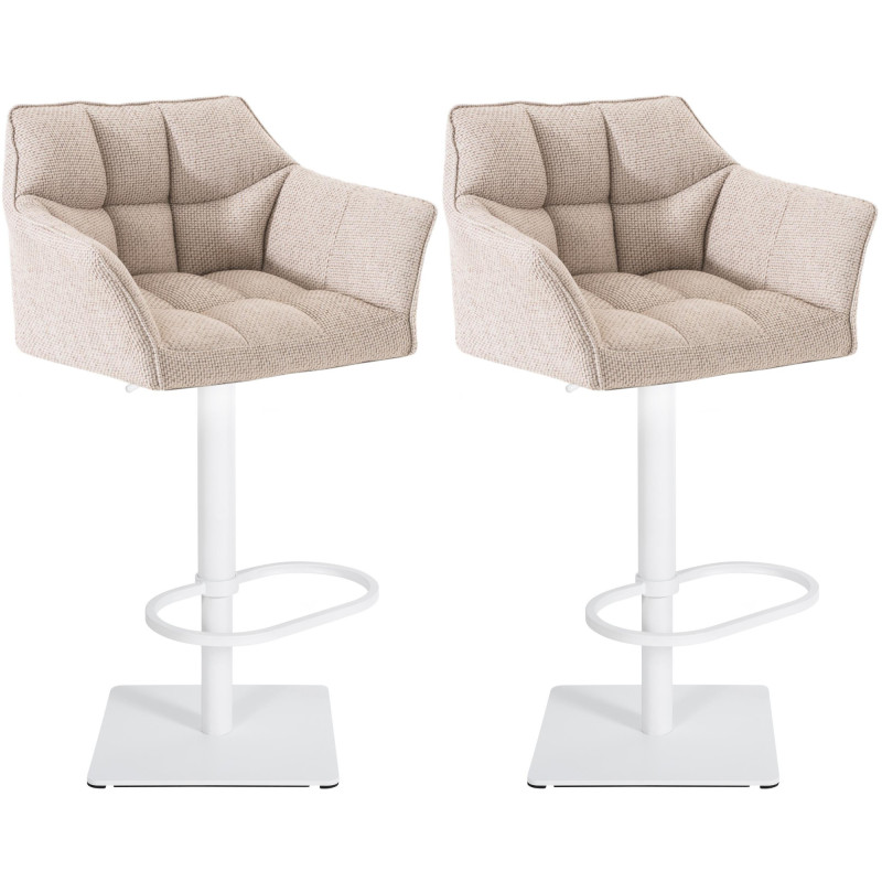 2er Set Barhocker Damaso Stoff weiß