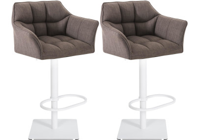 2er Set Barhocker Damaso Stoff weiß