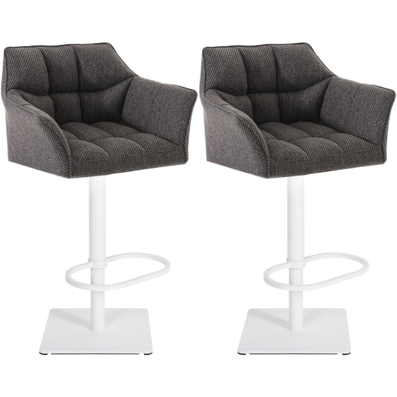 2er Set Barhocker Damaso Stoff weiß