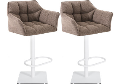 2er Set Barhocker Damaso Stoff weiß