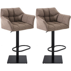 Ensemble de 2 tabourets de bar en tissu Damaso noir Terrabraun