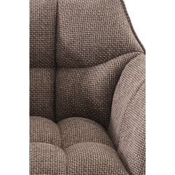 Ensemble de 2 tabourets de bar Damaso, tissu noir et marron terre