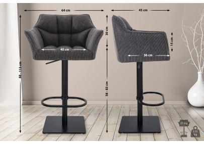 2er Set Barhocker Damaso Stoff schwarz