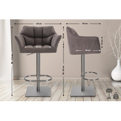 2er Set Barhocker Damaso Stoff edelstahl