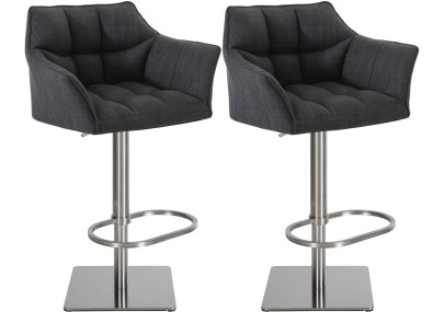 2er Set Barhocker Damaso Stoff edelstahl