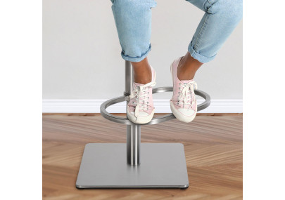 Ensemble de 2 tabourets de bar Damaso, tissu, acier inoxydable, gris titane