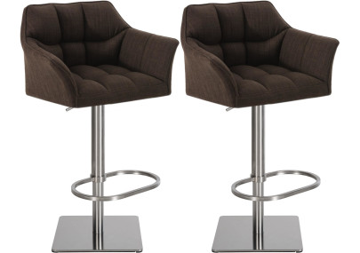 2er Set Barhocker Damaso Stoff edelstahl
