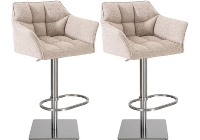2er Set Barhocker Damaso Stoff edelstahl
