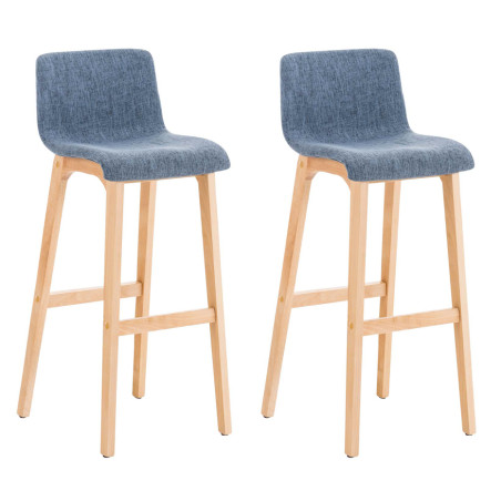 Ensemble de 2 tabourets de bar Hoover en tissu Natura bleu