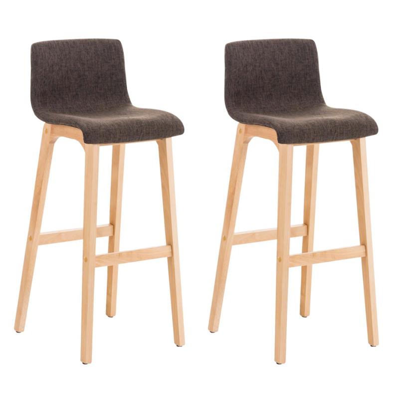 Ensemble de 2 tabourets de bar Hoover en tissu Natura marron