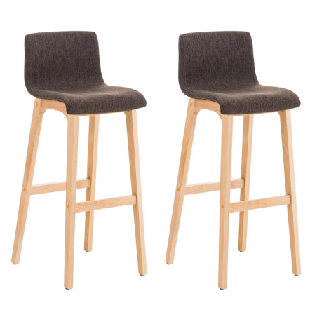 Ensemble de 2 tabourets de bar Hoover en tissu Natura marron