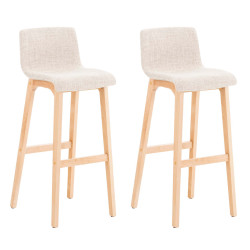 Ensemble de 2 tabourets de bar Hoover, tissu Natura, crème