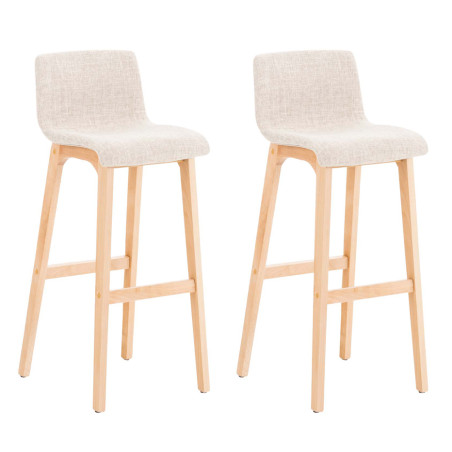 Ensemble de 2 tabourets de bar Hoover, tissu Natura, crème