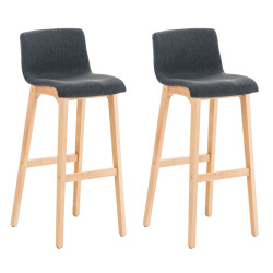 Ensemble de 2 tabourets de bar en tissu Hoover Natura gris foncé