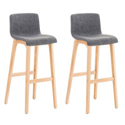 Ensemble de 2 tabourets de bar Hoover en tissu Natura gris clair