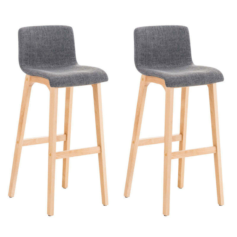 Ensemble de 2 tabourets de bar en tissu Hoover Natura gris clair