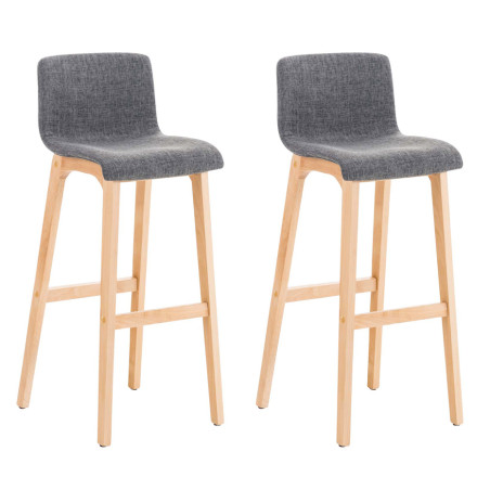 Ensemble de 2 tabourets de bar en tissu Hoover Natura gris clair
