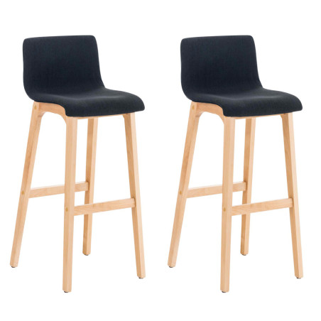 Ensemble de 2 tabourets de bar Hoover en tissu Natura noir