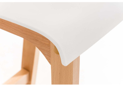 Set 2 sgabelli Hover con telaio in legno naturale a 4 gambe bianco