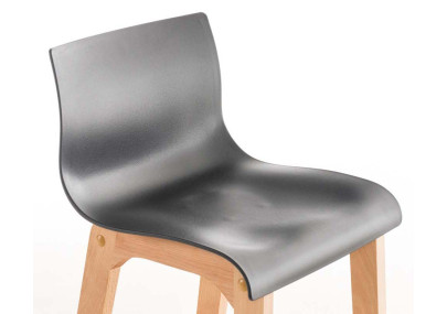 Set 2 sgabelli Hover con telaio in legno naturale a 4 gambe grigio