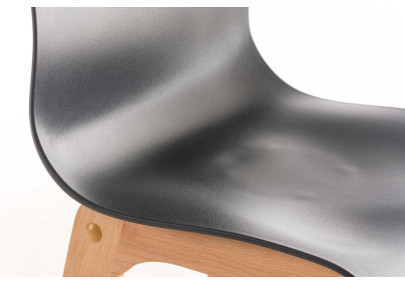 Set 2 sgabelli Hover con telaio in legno naturale a 4 gambe grigio