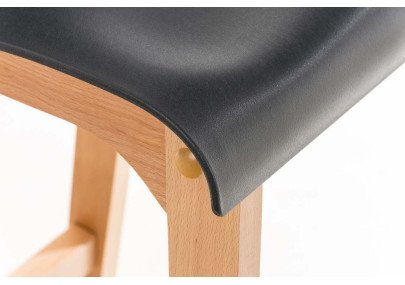 Set 2 sgabelli Hover con telaio in legno naturale a 4 gambe grigio