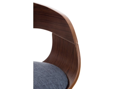 Ensemble de 2 tabourets de bar Kingston C, tissu noyer/bleu