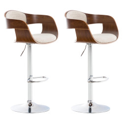 Set De 2 Taburetes Kingston En Tela Nogal/crema