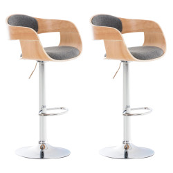 Ensemble de 2 tabourets de bar Kingston C, tissu naturel/gris clair