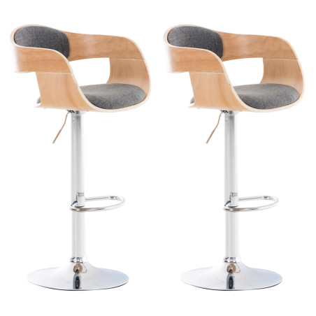 Ensemble de 2 tabourets de bar en tissu Kingston C gris naturel/clair
