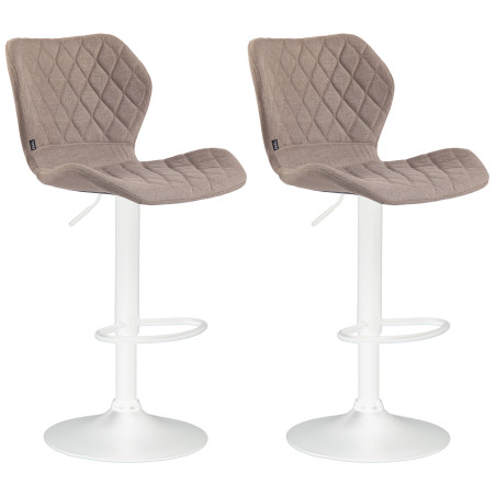 Ensemble de 2 tabourets de bar, revêtement en liège et tissu, blanc/taupe