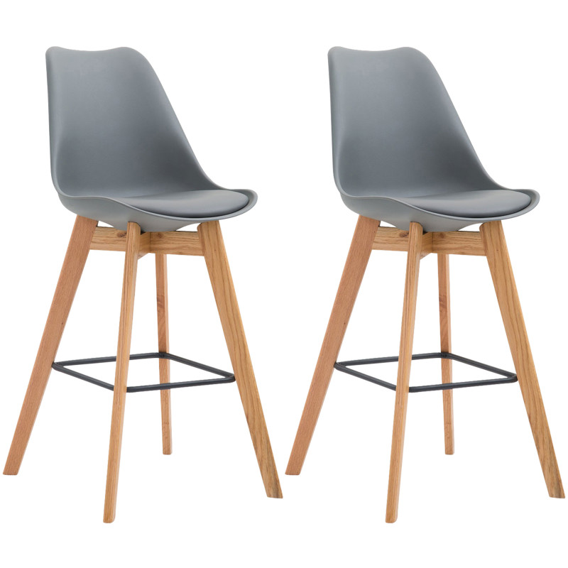 Lot de 2 tabourets de bar Metz en plastique gris naturel