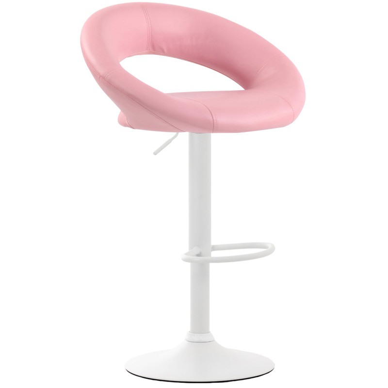 Taburete Olinda Tapizado En Simil Cuero Rosado,Blanco