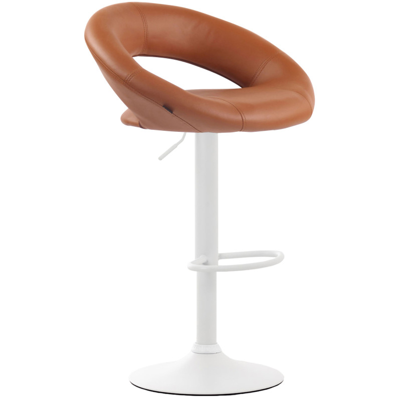 Tabouret de bar Olinda en similicuir blanc et marron clair