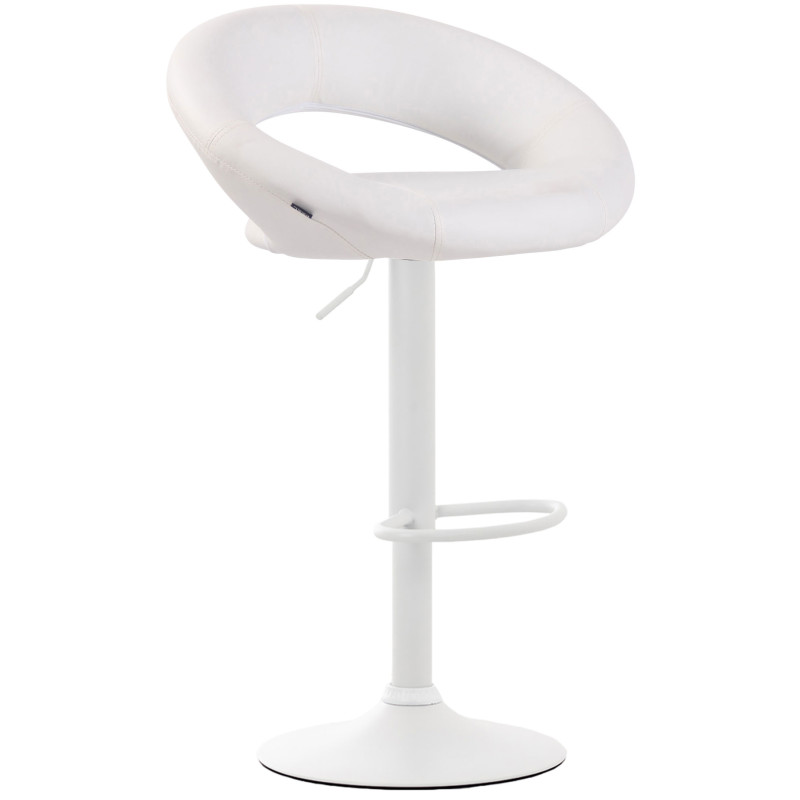 Taburete Olinda Tapizado En Simil Cuero Blanco,Blanco