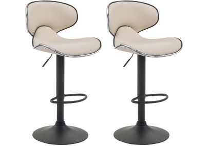 Ensemble de 2 tabourets de bar Las Vegas V2 en similicuir noir et crème