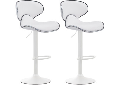 Lot de 2 tabourets de bar Las Vegas V2 en similicuir blanc