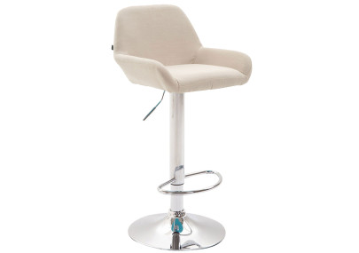 Ensemble de 2 tabourets de bar Braga, tissu, chrome et crème