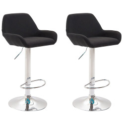 Ensemble de 2 tabourets de bar Braga, tissu, chrome noir