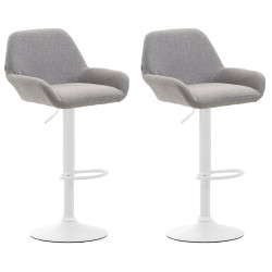 Lot de 2 tabourets de bar Braga, tissu blanc gris