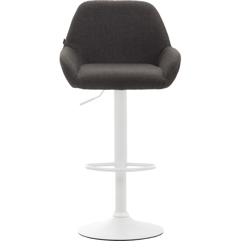 Lot de 2 tabourets de bar Braga, tissu blanc/gris foncé