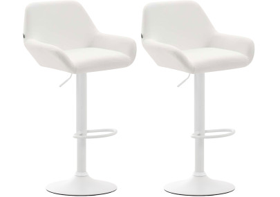 Set 2 Taburetes de bar Braga En Cuero PU Blanco,Blanco