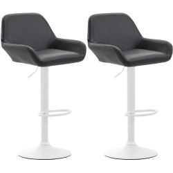 Lot de 2 tabourets de bar Braga, similicuir, blanc noir
