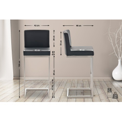 Lot de 2 tabourets de bar Paros, similicuir, noir