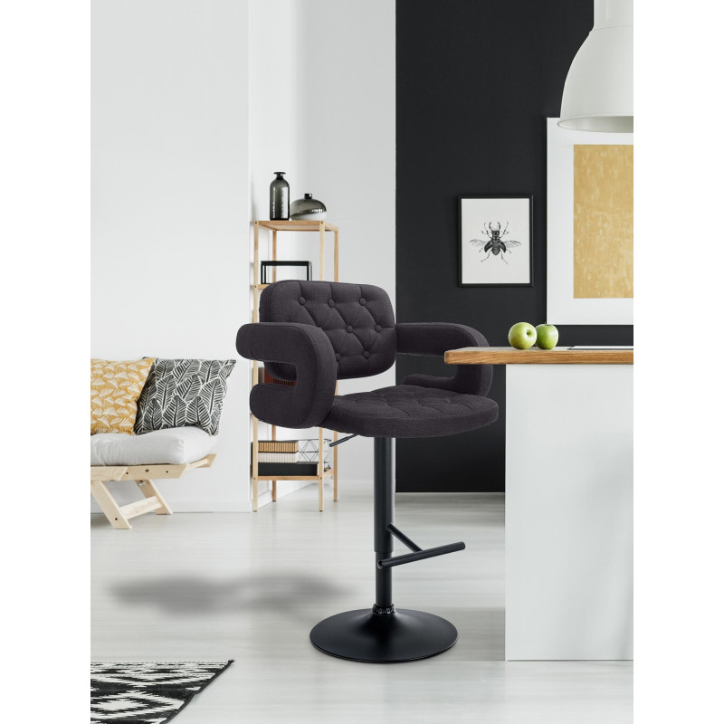 Tabouret de bar Dublin, tissu, noir