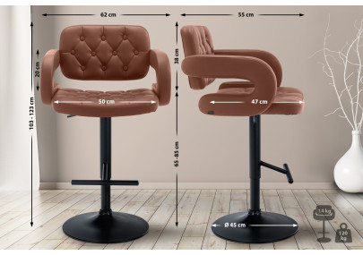 Tabouret de bar Dublin noir cognac