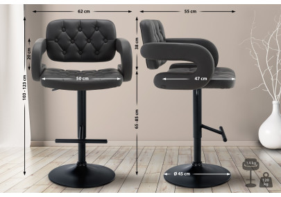 Tabouret de bar Dublin noir gris