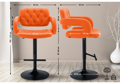 Sgabello Dublin in similpelle arancione,nero