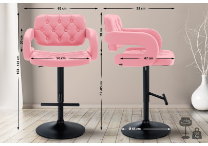 Tabouret de bar Dublin, noir et rose